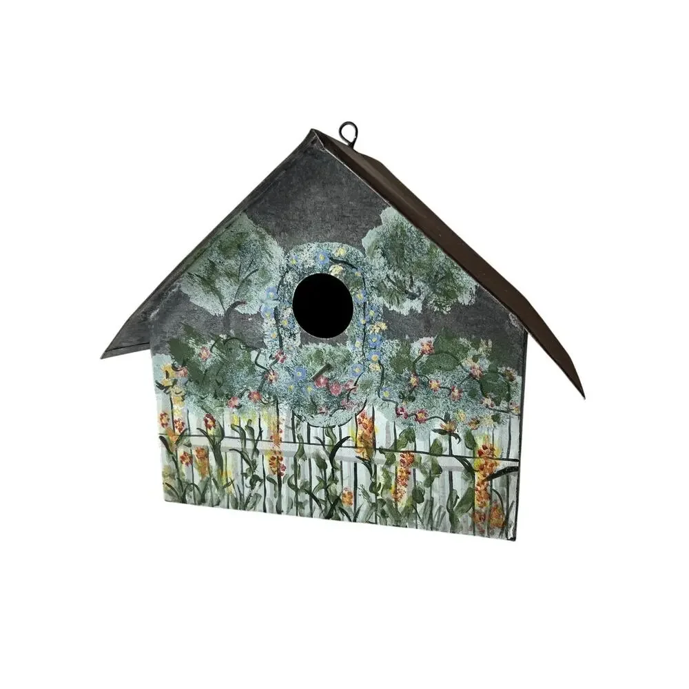 Vintage Handmade Galvanized Tin Birdhouse Rustic Farmhouse Decor Unused